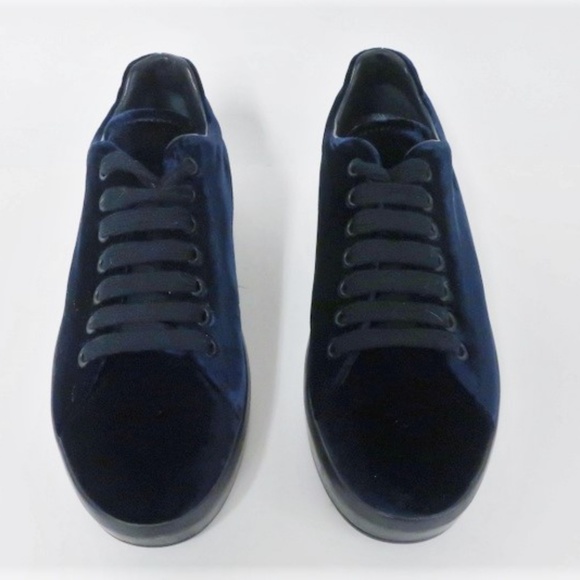 Prada Linea Rossa Velvet Platform Sneaker Navy Siz - Picture 4 of 8